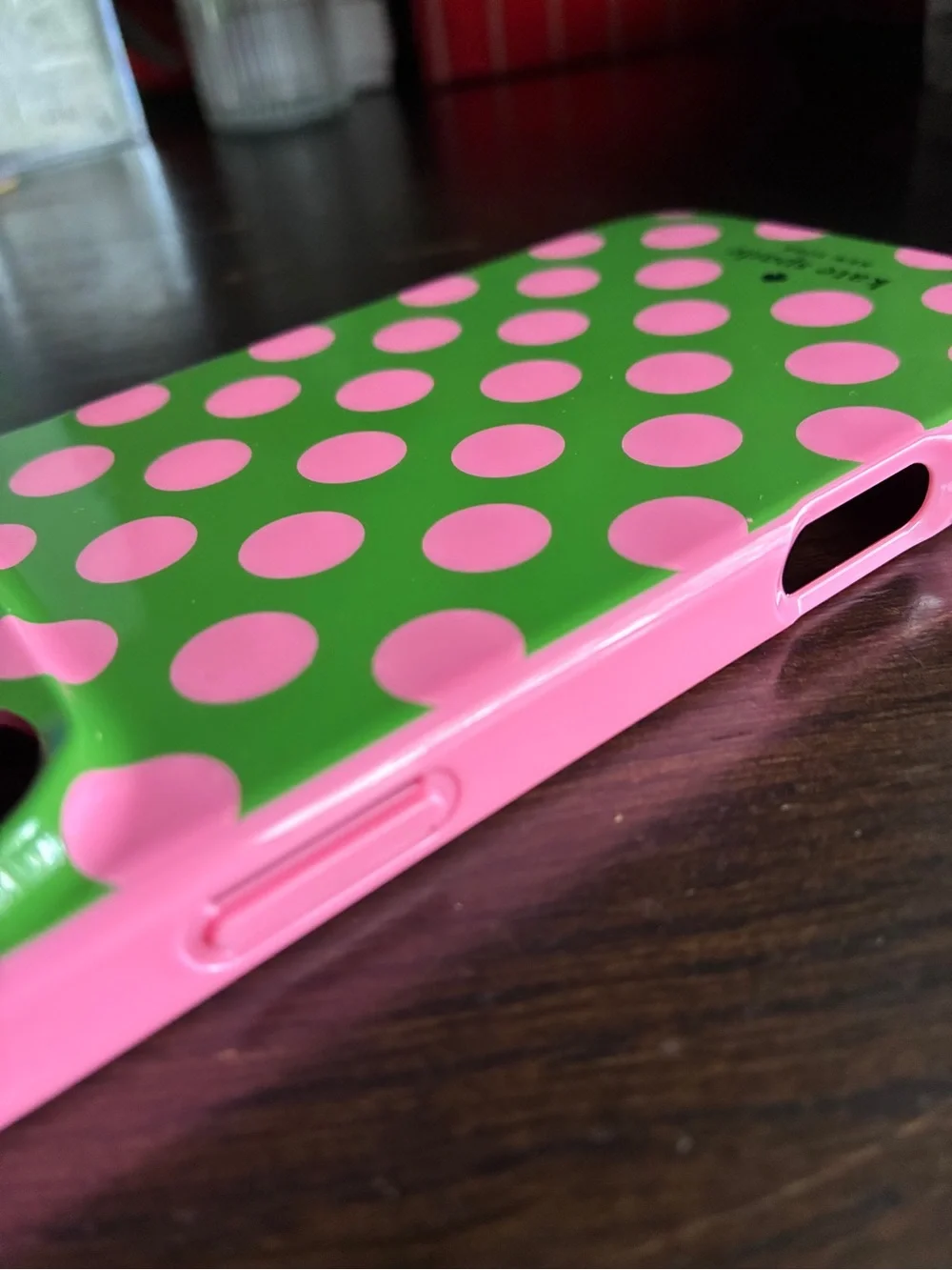 kate spade iPhone 17 Pro Max Protective Case — Green with Pink Polka Dots